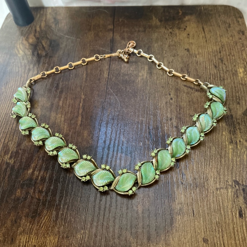 Leaf Motif Necklace with Gold Accents